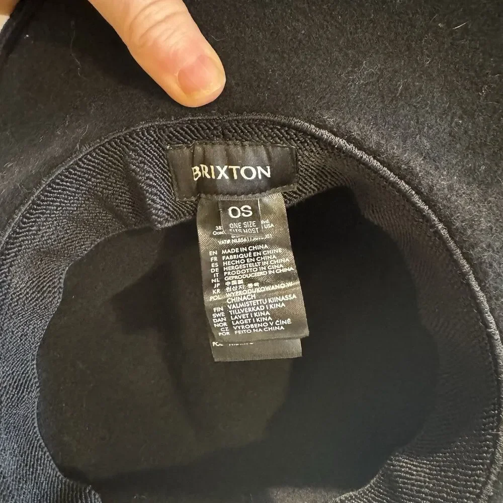 BRIXTON Fedora Felted Wool Black Hat One Size Hat Band
